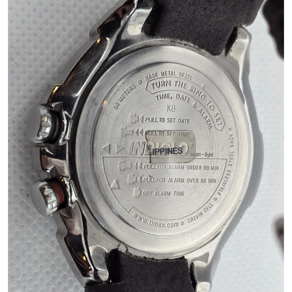 Womens Timex Shenmue Alarm Date Indiglo Silver Tone Brown Leather Strap Watch 11 - Picture 9 of 9